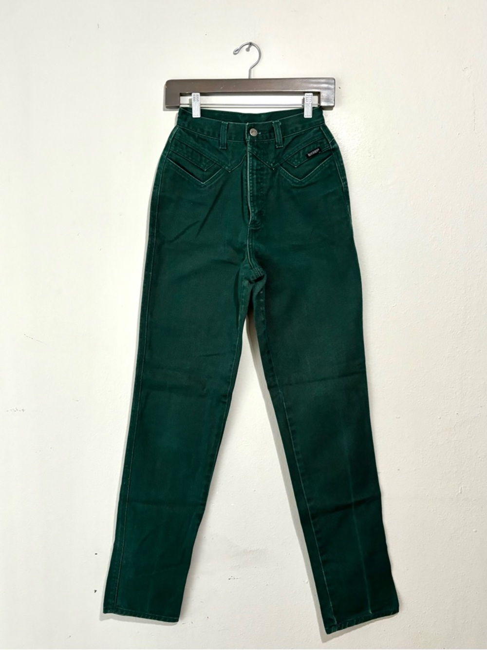 VTG 80's ROCKY MOUNTAIN FOREST GREEN JEANS WESTERN COWGIRL 5/6 36 HIGH RISE